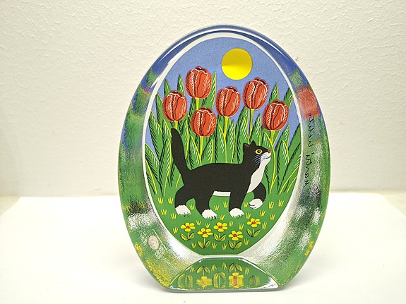 Iittala kissa-aiheinen lasikortti Kävelyllä, Martti Lehto