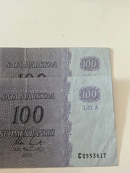 Suomen Pankki 100 Markkaa seteli 1963 2kpl