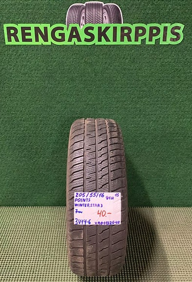 205/55R16 PointS Winter Star 3 91H kitka 7mm DOT15 1KPL