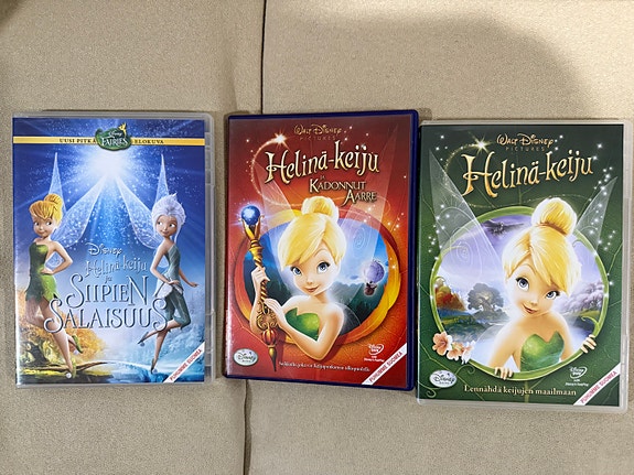 Disney Helinä-keiju DVD-elokuvat (3 kpl) - kuin uudet