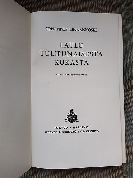 Johannes Linnankoski: Laulu tulipunaisesta kukasta kirja