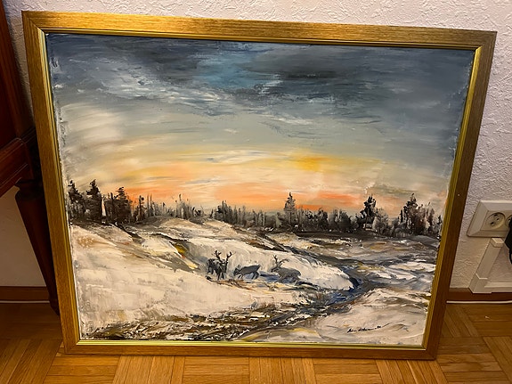 öljyvärimaalaus talvimaisema