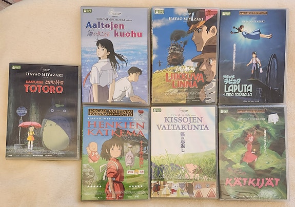 7 kpl DVD Miayzaki, Studio Ghibli