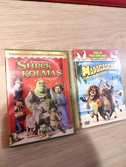 Shrek Kolmas ja Madagascar DVD-elokuvat
