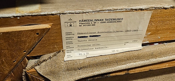 Vanha öljyvärimaalaus. Taisto Ahtola, Kirstulan silta.