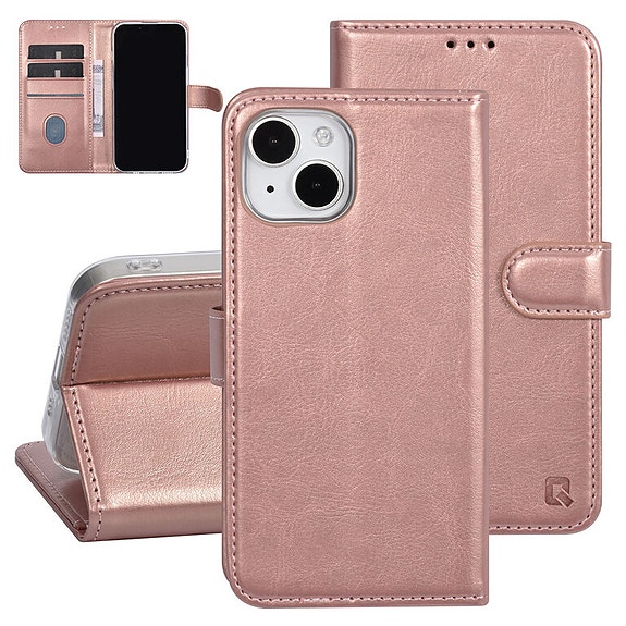UNIQ Lompakkokotelo iPhone 15 - Ruusukulta