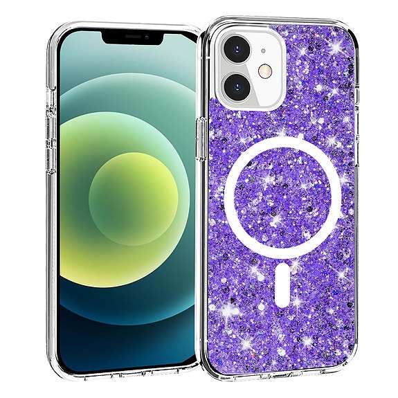 Techsuit Kimalteleva Glitter MagSafe suojakuori, iPhone 12 / 12 Pro - Violetti