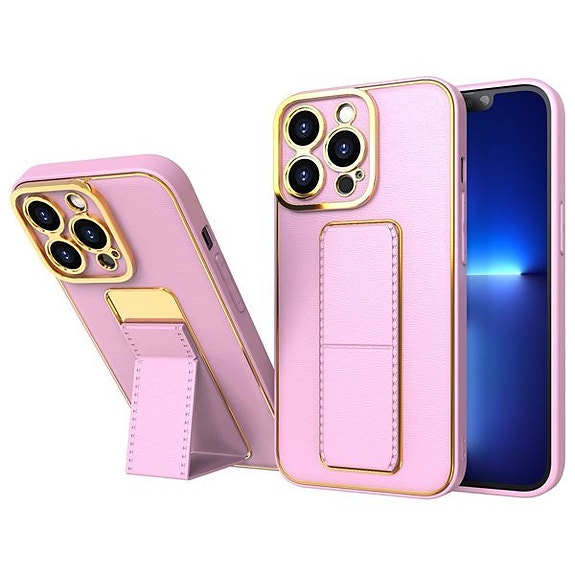 Kickstand suojakuori jalustalla, iPhone 13 Pro - Pinkki