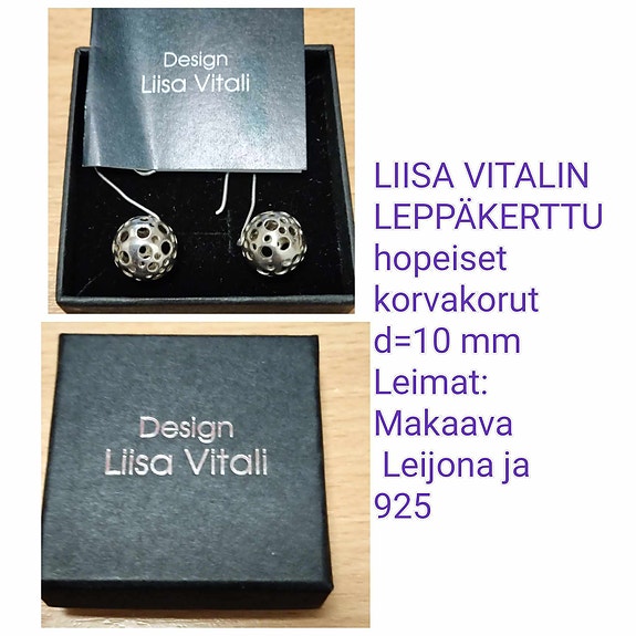 LIISA VITALIN LEPPÄKERTTU -korvakorut, hopeiset