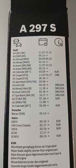 Volvo, Audi Bosch pyyhkijänsulat