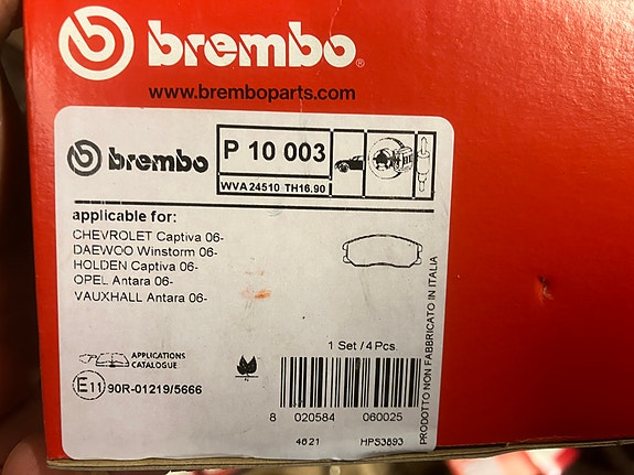 Opel Antara/Chevrolet Captiva Etujarrupalat Brembo 07-