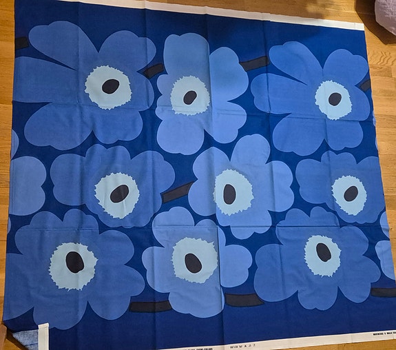 Marimekko unikko sininen pöytäliina kangas