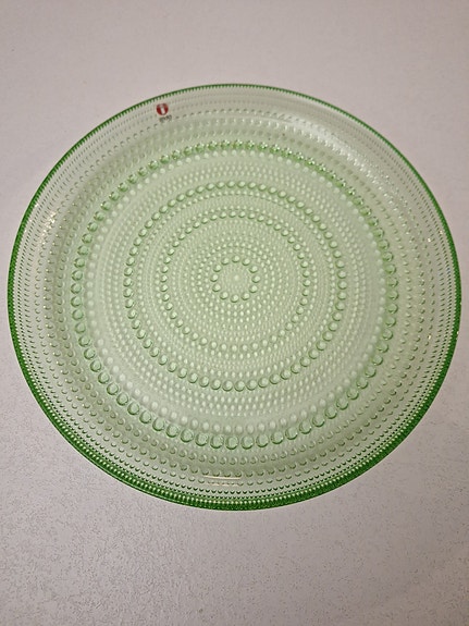Iittala Kastehelmi tarjoilulautanen vihreä lasi