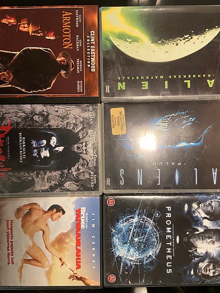 DVD -elokuvia (+ 1 bluray) hintaan 2,00 e - 7,50 e