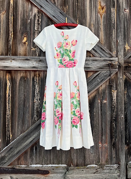 1950-luvun vintage mekko . 50-luvulta . Kesämekko . Juhlamekko