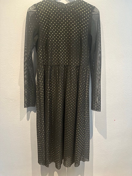 YAS musta/kultainen pitkähihainen mesh-kankainen mekko koko M