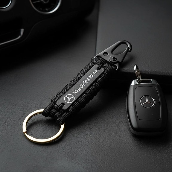 Pletettävä Mercedes-Benz-avainlenkki paracordista.