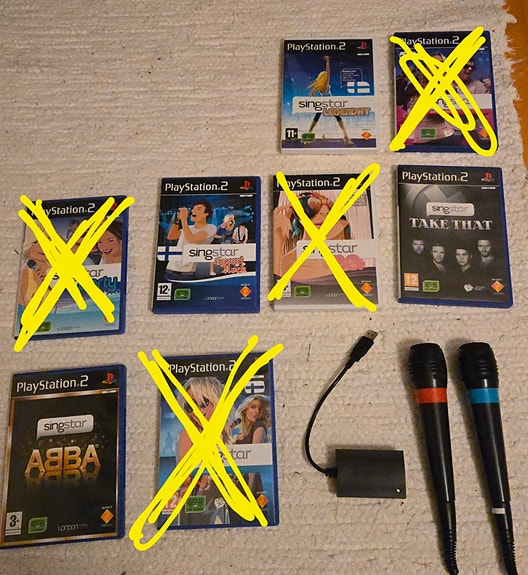 Ps2 Singstar mikrofonit + 3 peliä