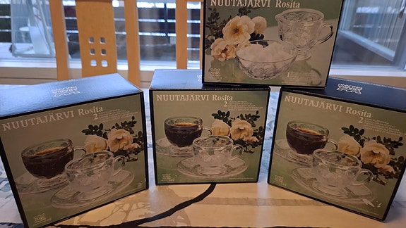 Nuutajärvi Rosita lasinen kahviastiasto
