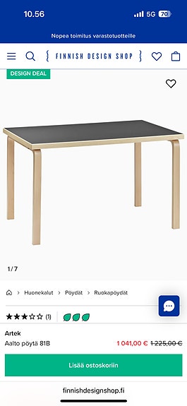 Ostetaan kokomusta Artek-pöytä