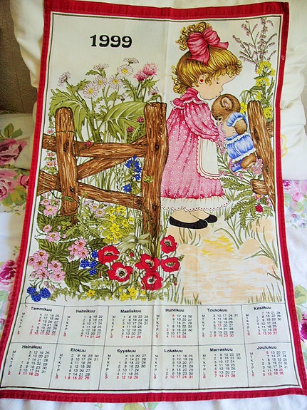 Sarah Kay tyylinen kalenteripyyhe 1999