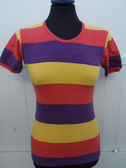 Vintage Marimekko raita raidallinen t-paita koko S 1960 - 1970 -luku