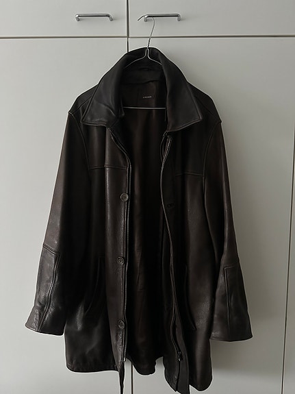 VINTAGE aito pitkä nahkatakki
