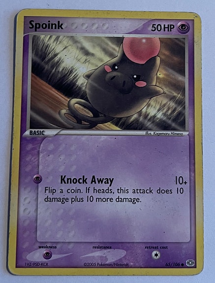 Spoink 65/106 Pokemon kortti 2005 EX Emerald
