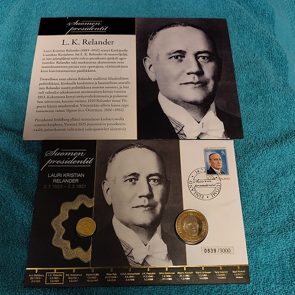 Presidenttirahakirje L.K Relander 5eur
