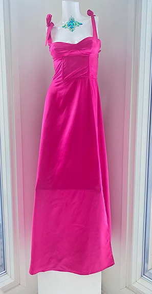 Pinkki pitkä juhlamekko H&M, koko S (36)