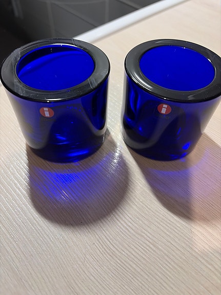 Iittala Kivi kynttilänjalat sininen lasi