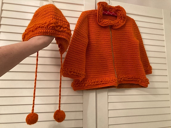 Virkattu Villatakki Neuletakki Oranssi Retro Vintage
