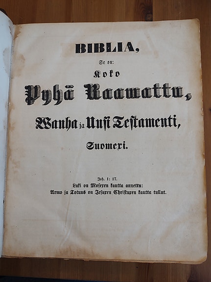 BIBLIA, Pyhä Raamattu 1852