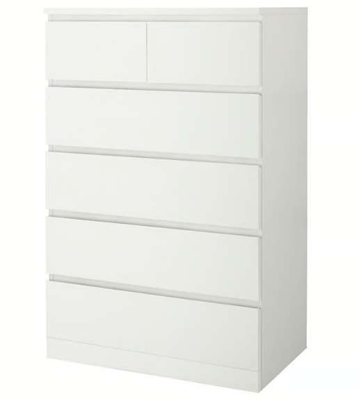 O: Ikea Malm lipasto, 6 laatikkoa