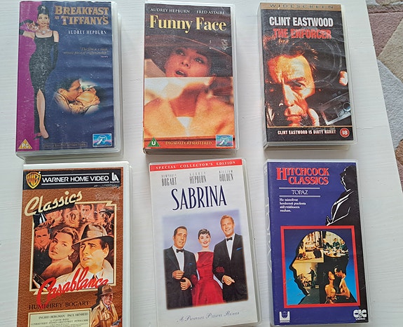 Kuusi klassikkoa VHS-kasetteina yht. 8e