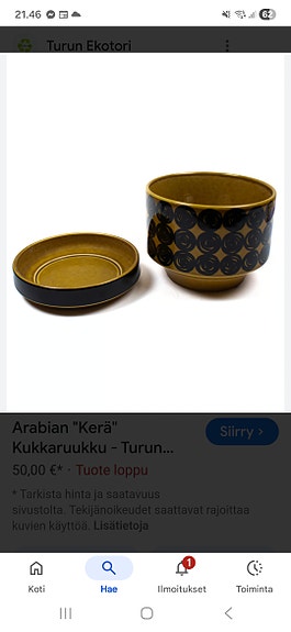 Arabian Kerä-ruukun aluslautanen