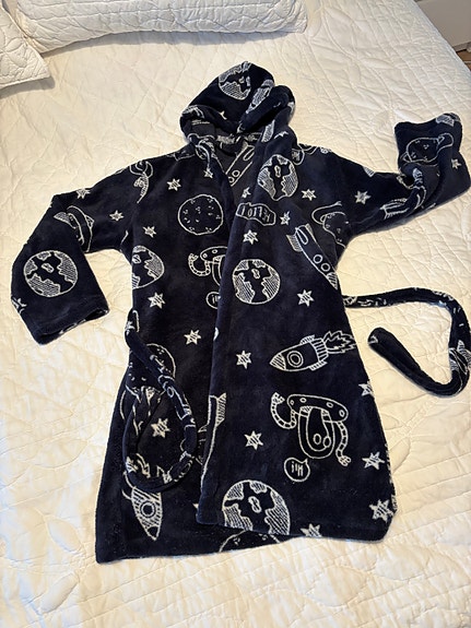 Sininen fleece lasten kylpytakki koko 134 unisex