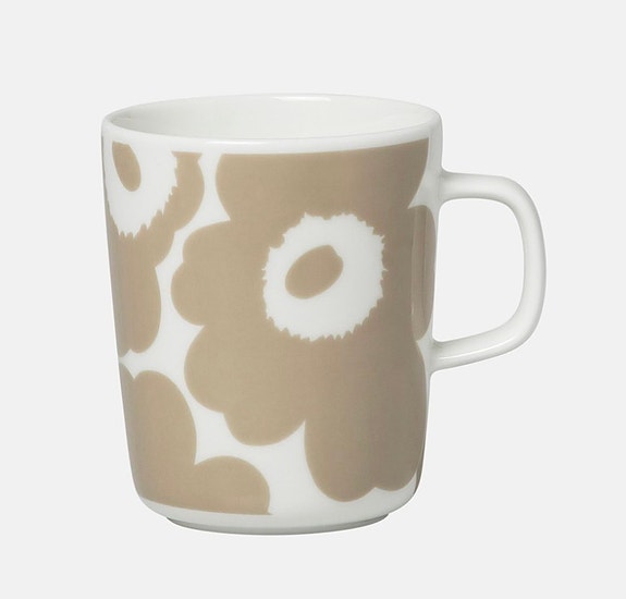 Marimekko Unikko Oiva muki beige valkoinen 2 kpl