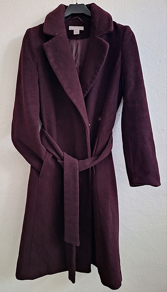 Pitkä takki 34 36 villaa luumun värinen violetti takki