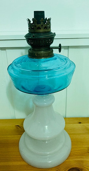 Antiikki Vintage Öljylamppu Turkoosi