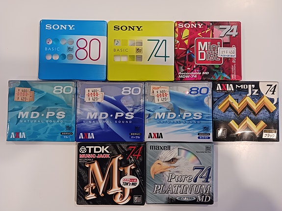 AXIA SONY TDK MAXELL MD-minidisc levyt 10kpl UUSI