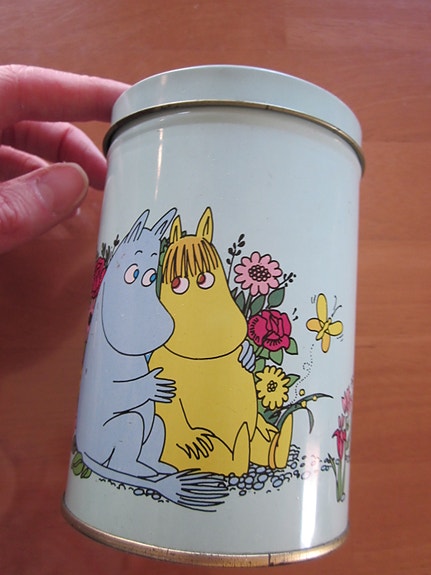 Retro muumipurkki peltipurkki