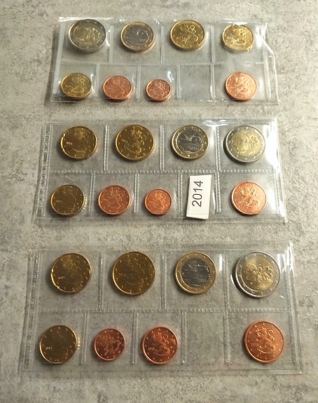Suomi, v. 2013, 2014 ja 2015 kolikot UNC