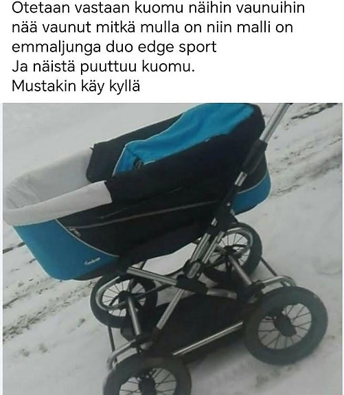 Ostetaan emmaljunga duo edge kuomu