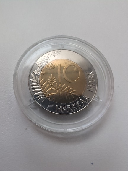 Suomen EU jäsenyys 10 markkaa juhlaraha 1995 bimetallinen
