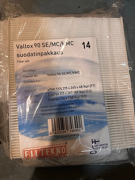 Vallox 90 SE/MC/KMC suodatinpakkaus