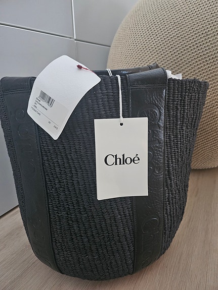Chloe Woody raffia leather tote bag