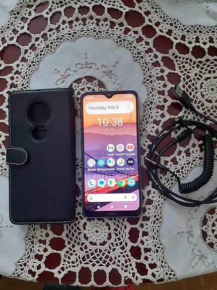Nokia 6.2 älypuhelin 64 GB vaaleansininen + uusi nahkapäällinen .Vain nouto .
