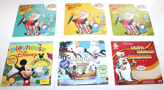 6 kpl klassikko lasten dvd Tohtori sykerö, Muumi ja olipa kerran ihminen
