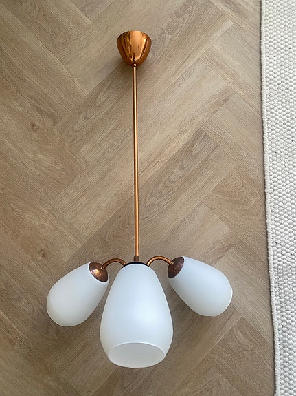 ARIS vintage kattovalaisin – kupari & teak – 3 kupua